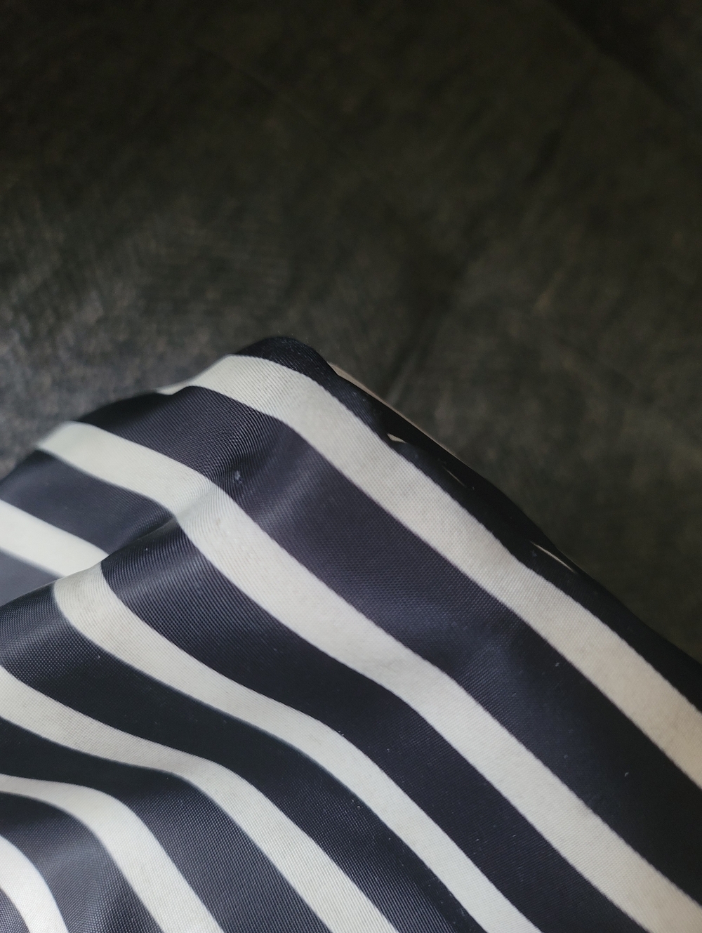 Kate Spade Barbara Black And White Strip Nylon Tote - Picture 13 of 16